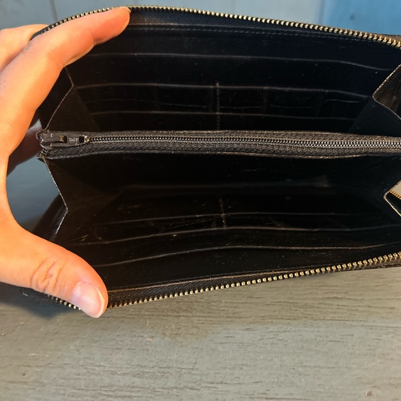 Furla Black Overall Zip Croc Wallet, (Long) - Picture 4 of 6